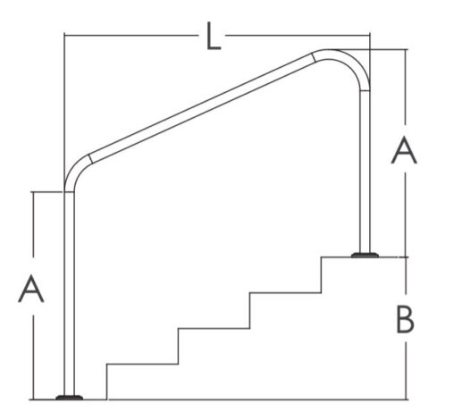 מעקה 5 מדרגות  1.52 ס"מ  נירוסטה (316)